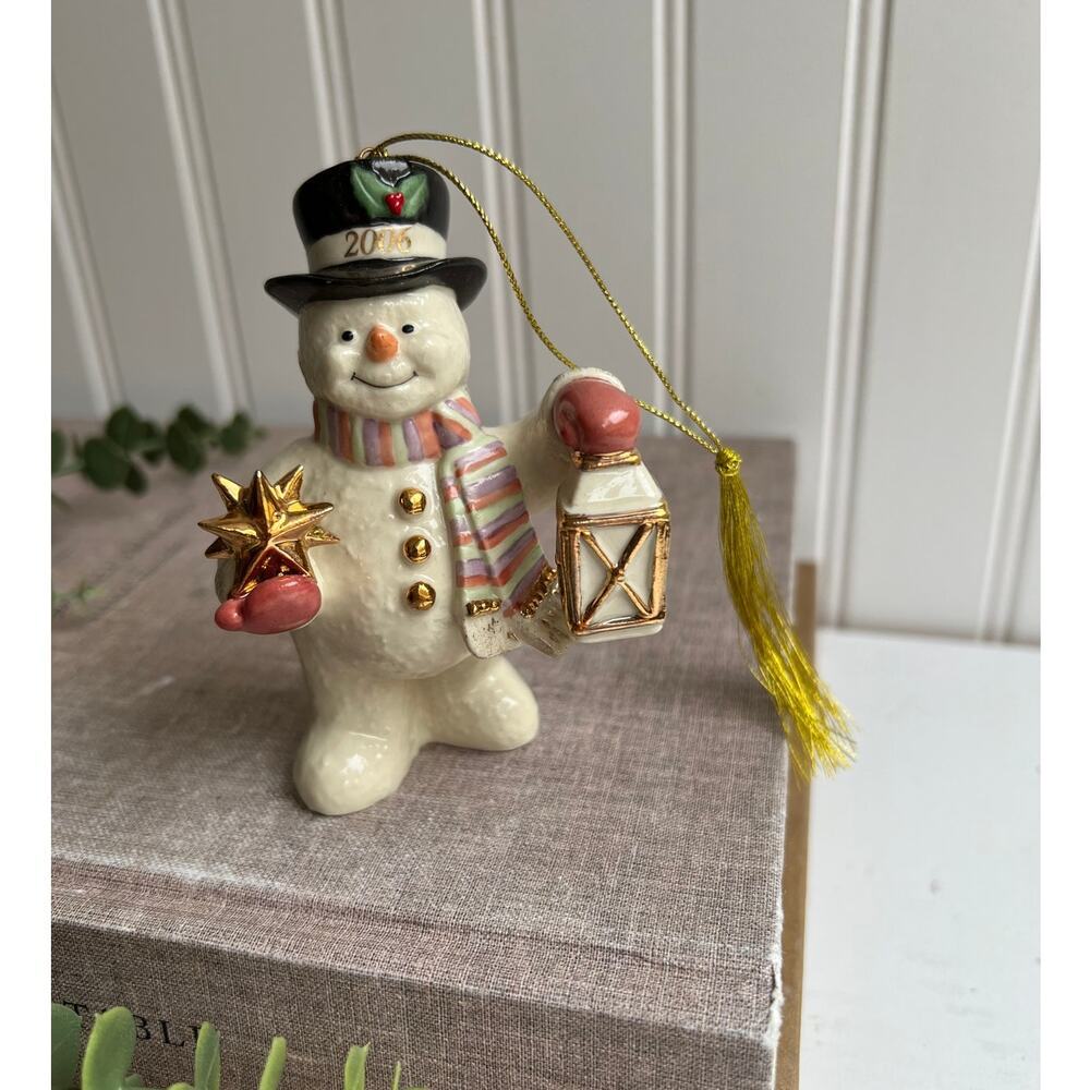 Lenox 2002 Annual Snowman Ornament | Starlight Snowman | Christmas Collectible